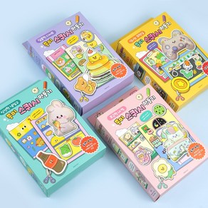 핑크풋 3000 종이 스퀴시 만들기 4종 세트, pink, puple, mint, yellow, 1개