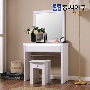 동서가구 케이치 800 화장대 사각 거울 의자 세트 DF630514, 화이트오크