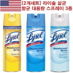 2개세트 라이솔 손소독제 세정제 세니타이저 살균 향균 대용량 스프레이 Lysol Disinfectant Spay 538g, Linen Scent 2개, 2개