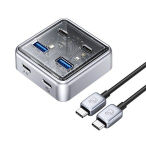 오리코 아연합금 4포트 투명 10Gbps Type-C USB 3.0 허브 XHJ, USB-A*2+Type-C*2, 50cm, USB-A * 2 + 유형-C * 2, 1개