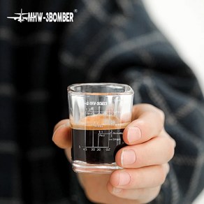 MHW-3BOMBER 에스프레소 샷잔 커피머신 샷글라스 유리, OZ 샷 글라스 50ml 화이트 로고, 1개