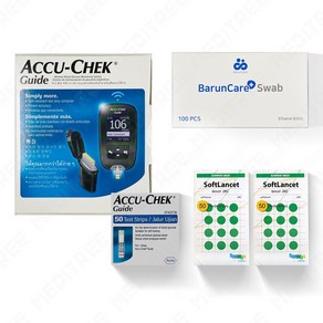 로슈 아큐첵 가이드 혈당계 + 시험지 50p + 호환침 100p + 솜 100p 세트, 1개, Accu-Chek Guide Set MG/DL SC