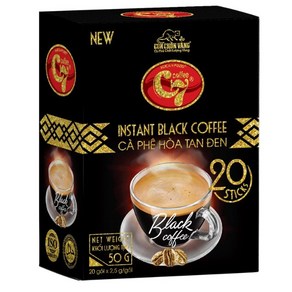 베트남 커피 C7 블랙 인스턴트 커피 무설탕 50g(2.5gX20팩)X 4box / Ca Phe Hoa Tan Den 롯데마트 Luwak 루왁, 2.5g, 4개, 20개입