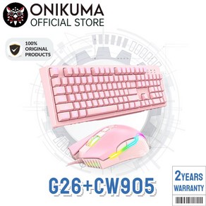 ONIKUMA G25 유선LED 핑크 키보드마우스 세트, G25+cw905 pink