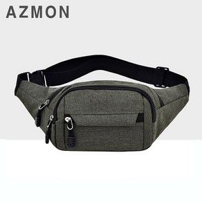 AZMON 심플 무지 옥스퍼드 힙색 가방 0.13kg 초경량 넓이24cm x 높이14cm x 두께10cm, 카키, 1개