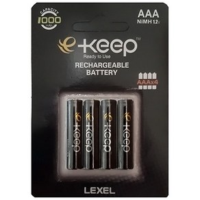 EKeep AAA 고용량 충전지 1000mAh, 4개입, 1개