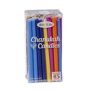 Rite Lite Deluxe Chanukah Candles - Assoted Blue Light Blue & White 45 Hanukkah Menoah Candles, 여러 가지 빛깔의, 294.83g, 1개