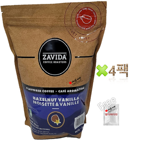 자비다 헤이즐넛 바닐라 원두커피 907g+멀티비타민 1개 캐나다 직배송 Zavida Hazelnut VanillaWhole Bean Coffee, 907g, 4팩