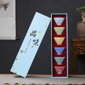 레트로 플라워 다기 찻잔 6p세트(70ml) (매화) 사케잔, 1개