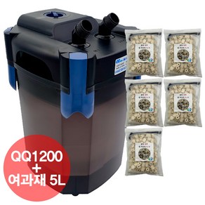 QQ아쿠아 외부여과기 QQ1200+물멍 팝콘 링 여과재 1L x 5개 풀세트 물멍 고가라인 링 여과재 BC1200, 15W, QQ1200+팝콘링여과재5L, 1개