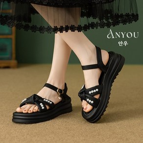 ANYOU 여성 샌들 밑창 키높이 샌들 스트랩 샌들 여자 여름 샌들