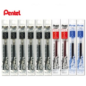 Pentel 에너겔 노크식 볼펜 0.5/0.7mm 리필 세트, 0.7mm 리필 흑색6개+청색2개+적색2개 세트