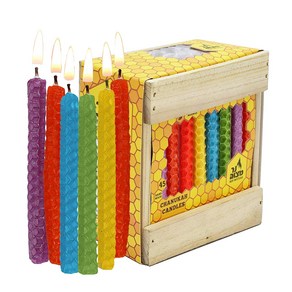 Honeycomb Chanukah Beeswax Candles - Standad Size 벌집 차누카 밀랍 양초 - 대부분의 메노라에 맞는 표준 크기 양초 - 프리미엄 품질의 순, 여러 가지 빛깔의, 181.44g, 1개