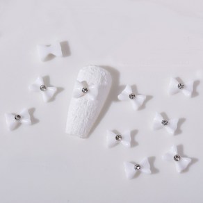 클래식네일 쁘띠 리본 큐빅 데코 네일파츠, 6x8mm 화이트(146), 30개
