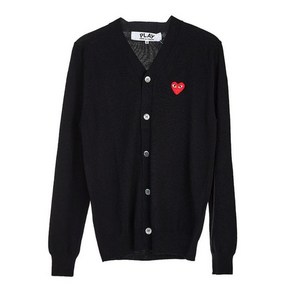 [국내매장판] 꼼데가르송 COMME DES GARCONS 남성 하트 로고 울 가디건 블랙 P1N008