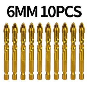 주피터 6MM 만능드릴비트 10개 멀티 타공 포세린 타일 콘크리트 전동 화살촉 십자 유리 함마드릴 기리, 1세트