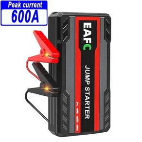 자동차점프스타터 비상시동배터리 휴대용 EAFC 부스터 충전기 12V LED 조명 장치 600A 1200A, 1개, 1) 600A  black