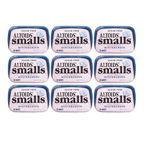 Altoids Mints Smalls Wintegeen Suga Fee 알토이즈 스몰 윈터그린 무설탕 캔디 0.37oz(10.5g) 9팩, 9개, 10.5g