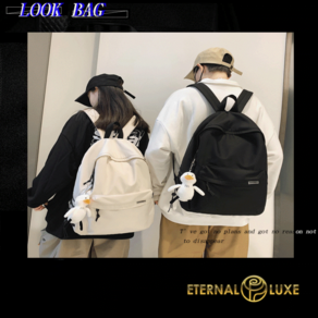 ETERNAL LUXE 캐주얼 학생 남녀공용 대용량 데일리 방수 키링 백팩