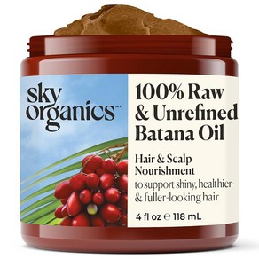 Sky Oganics RAW & UNREFINED BATANA 오일 순수 온두라스산 두피 강하고 풍성한 모발 인텐시브 헤어 컨디셔닝 리페어 마스크 118.3ml(4온스), 118ml, 1개