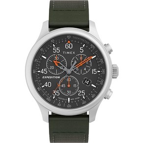 Timex 남성용 익스패디션 필드 크로노그래프 가죽 손목 시계 T49905