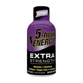 5-hou ENERGY Shot Exta Stength Gape 1.93 oz. 5시간 에너지 샷 매우 강력함 포도 1.93온스, 57ml, 1개