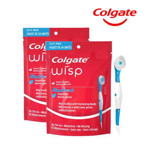 [Colgate] [1+1] 콜게이트 일회용 칫솔 맥스프레쉬 치약 일체형 24개입 2팩 Colgate Optic White Mini Toothbrush