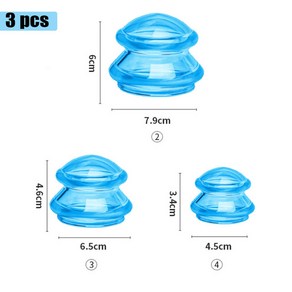 실리콘 뱅크 마사지 부항 안경 흡입 컵 안티 셀룰라이트 딥 티슈 페이셜 릴렉스 마사지 컵, 3개, 05 05 3pcs Blue