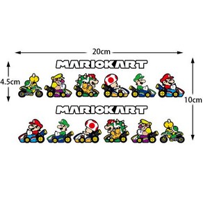 엠블럼 스티커 슈퍼 마리오 크리 이 티브 귀여운 게임 자동차 오토바이 전기 반사 스크래치 커버, 9) C형 마리오 좌우 한 쌍