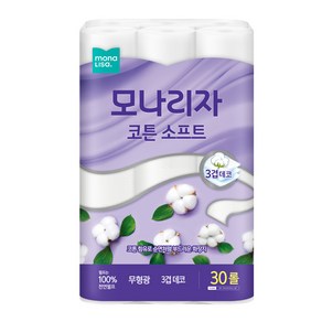 모나리자 코튼 소프트 천연펄프 3겹 고급롤화장지, 25m, 30개입, 2개