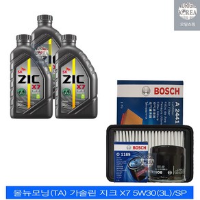 올뉴모닝 TA 가솔린 지크 X7 5W30(3L)/SP 엔진오일세트 1189-2441, 1개, 3L