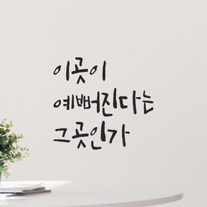 모노먼트 인테리어 포인트 그래픽 캘리그라피 레터링 스티커 - 이곳이 예뻐진다는 그곳인가, LC-059, S, 검정