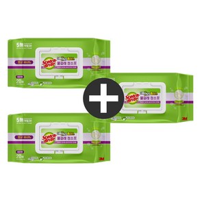 3M 스카치브라이트 더블액션 플러스 물걸레 청소포 표준형 20매 2+1, 1세트