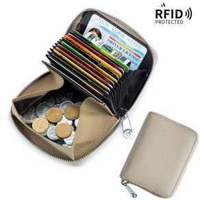 오세르앙 소가죽 RFID 해킹방지 아코디언 다용도 동전지갑