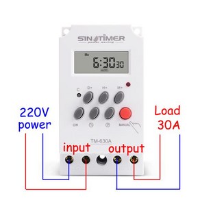 SINOTIMER 디지털 타이머 스위치 전자 7 일 일정 프로그래밍 가능 시간 릴레이 시계 제어 30A 220V AC 12V DC Din 레일