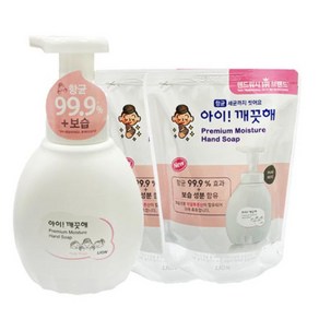 아이깨끗해 프리미엄 모이스처 PM 폼 핸드솝 용기450ml+리필400mlx2개 (퓨어로즈), 3개