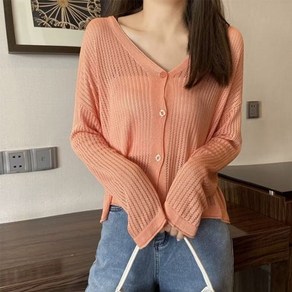 가디건 비치웨어 베이직 루즈핏 여성 휴가 가을 여름 은창]여리한 망사 비키니 아우터 수영복 봄 비치
