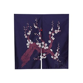 출입구 노렌 2 (매화) - 100cm x 100cm / 노렌 주방 일식 횟집 가림막 이자카야 가리개 일본풍 인테리어, 1개, 곤색