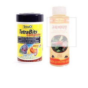 테트라 비트 중형 열대어 사료 소 + 구피 비타민 120ml, 1개, 100ml