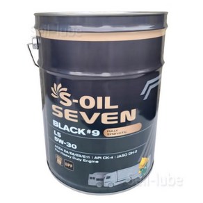 S-OIL 세븐 블랙 #9 LS 5W30 20L CK-4 100%합성 장수명 디젤엔진오일 E6/E8 M3677 VDS-4.5 LDF-4 Low Saps