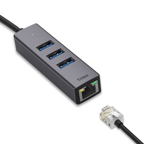 베이식스 4in1 USB3.0 허브 + 기가비트 랜젠더 RJ45 노트북 인터넷 젠더 컨버터 연결단자C타입, BL4RC, 1개