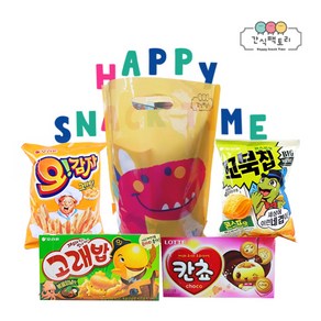 [간식팩토리] 공룡 캐릭터 파우치 과자 선물세트 과자 4종 스낵류 유배, 1개