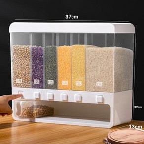 가정용 시리얼 디펜서 밀폐 쌀 보관 항아리 곡물 건조 식품 탱크 6 칸 주방 수분 저장 정리함, 1개