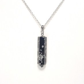 천연 설화석 6각 목걸이 obsidian pendant