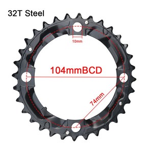 104BCD 64BCD Chaining Double/Tiple Speed Chainwheel 22/24/26/28/32/38/42T MTB 도로 자전거 Cankset, 32T Steel, 1개