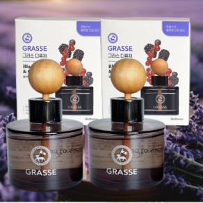 [불스원 그라스1+1] 대용량 디퓨저 방향제 블랙베리 & 체리 세트, 2개, 105ml