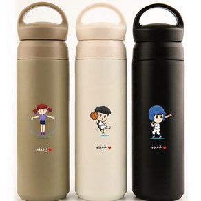 파우더핸들 이중진공 네임텀블러 500ml 컬러인쇄, 카키베이지, 1개