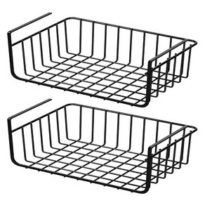 블랙메이드 주방 수납장 상부장 선반 바구니 걸이, 블랙, 2개