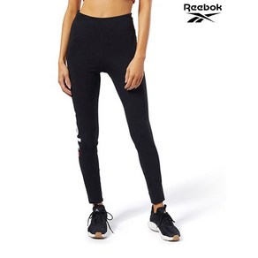 리복 Reebok 여성 블랙 트레이닝 리니어 로고 레깅스 Ctn REPA1F322BK, Black/S