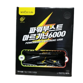 파워부스트 아르기닌 6000 100포 L-아르기닌 6000mg 타우린 150mg 상큼한 레몬맛분말 HACCP인증, 100개, 10g